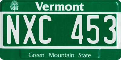 VT license plate NXC453