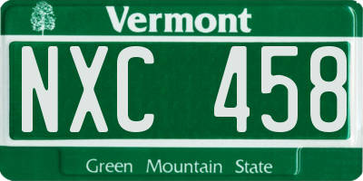 VT license plate NXC458