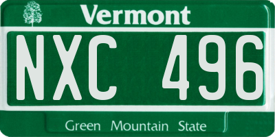VT license plate NXC496