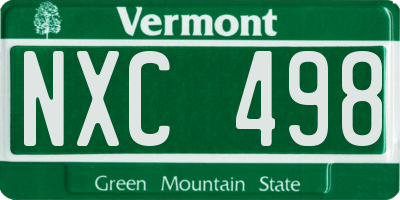 VT license plate NXC498