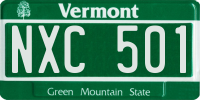 VT license plate NXC501