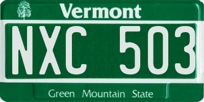 VT license plate NXC503