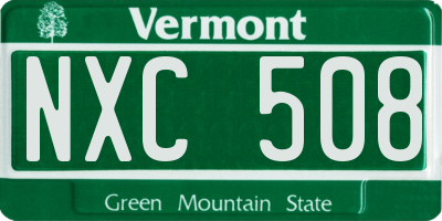 VT license plate NXC508