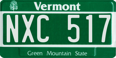 VT license plate NXC517