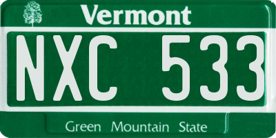 VT license plate NXC533