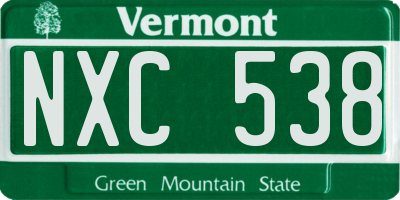 VT license plate NXC538
