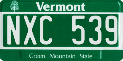 VT license plate NXC539