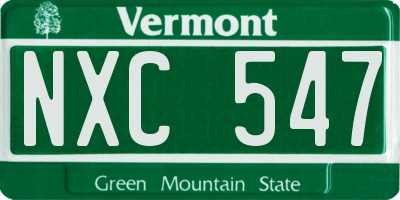 VT license plate NXC547