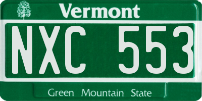 VT license plate NXC553