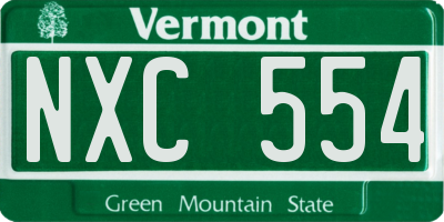 VT license plate NXC554