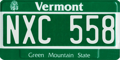 VT license plate NXC558