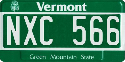 VT license plate NXC566