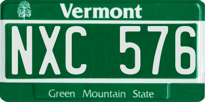 VT license plate NXC576