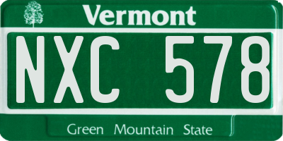 VT license plate NXC578