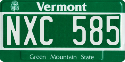 VT license plate NXC585