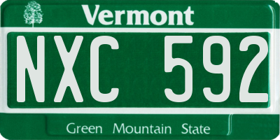 VT license plate NXC592