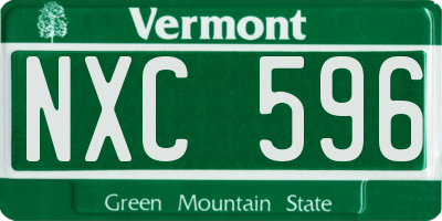 VT license plate NXC596