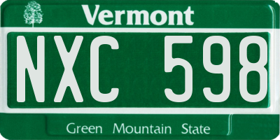 VT license plate NXC598