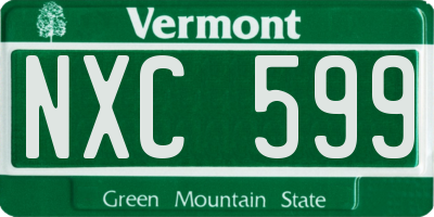 VT license plate NXC599