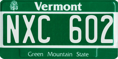 VT license plate NXC602