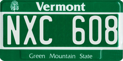 VT license plate NXC608