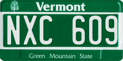 VT license plate NXC609