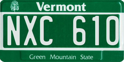 VT license plate NXC610