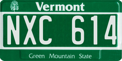 VT license plate NXC614