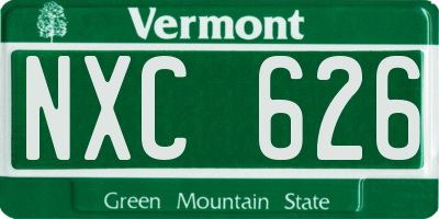 VT license plate NXC626