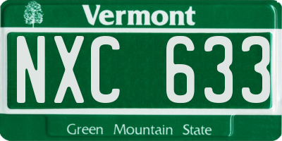 VT license plate NXC633