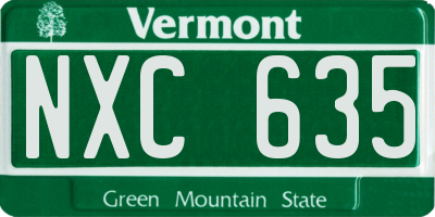 VT license plate NXC635
