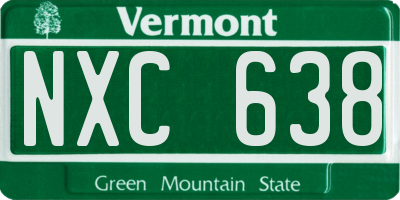 VT license plate NXC638