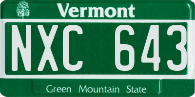 VT license plate NXC643