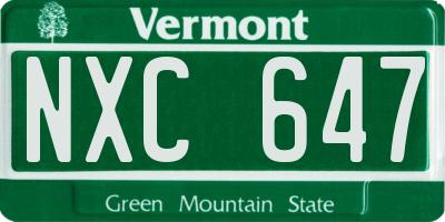 VT license plate NXC647