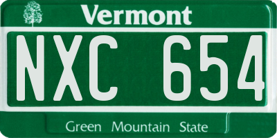 VT license plate NXC654