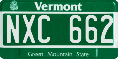 VT license plate NXC662