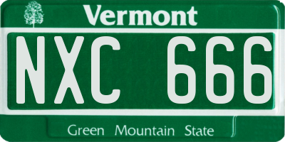 VT license plate NXC666