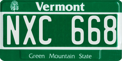 VT license plate NXC668