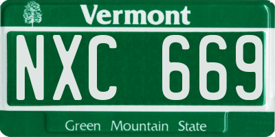 VT license plate NXC669