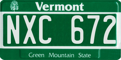 VT license plate NXC672