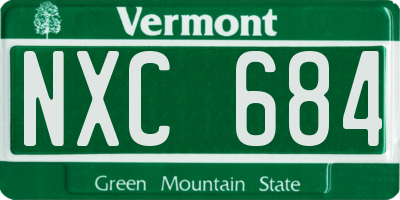 VT license plate NXC684