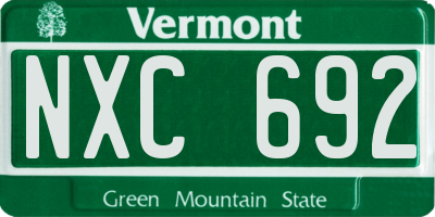 VT license plate NXC692