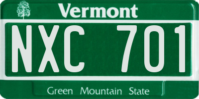 VT license plate NXC701