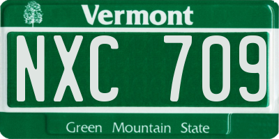 VT license plate NXC709