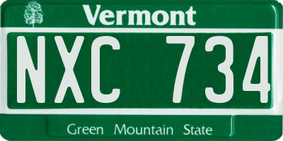 VT license plate NXC734