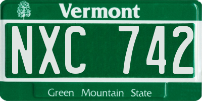 VT license plate NXC742