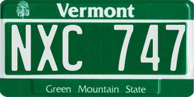VT license plate NXC747