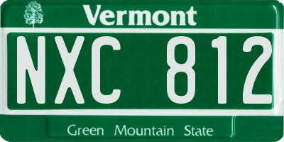 VT license plate NXC812