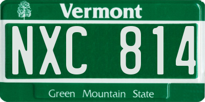 VT license plate NXC814