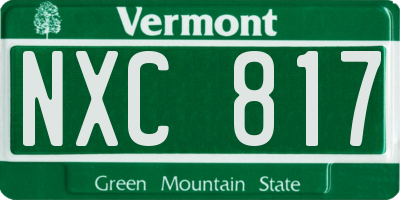 VT license plate NXC817
